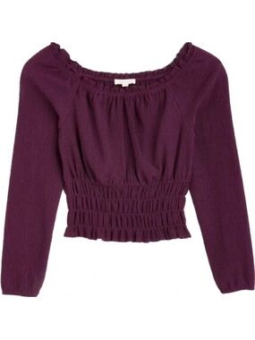 NWT The General Good Women's Smocked Waist Long-Sleeve Top - Plum